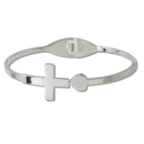 111483, CROSS AND HEART STAINLESS STEEL BANGLE BRACELET