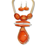 111491, CHUNKY RESIN WIRE WRAPPED STATEMENT NECKLACE