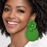 111494, OVERSIZED MATTE FLOWER STATEMENT EARRINGS