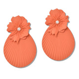 111494, OVERSIZED MATTE FLOWER STATEMENT EARRINGS
