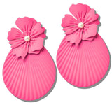 111494, OVERSIZED MATTE FLOWER STATEMENT EARRINGS