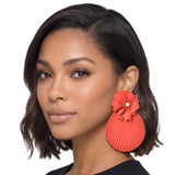 111494, OVERSIZED MATTE FLOWER STATEMENT EARRINGS