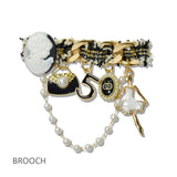 111500, VINTAGE CAMEO MULTI CHARM TWEED BROOCH PIN