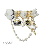 111500, VINTAGE CAMEO MULTI CHARM TWEED BROOCH PIN