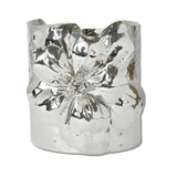 Hammered Metal Flower Statement Cuff Bangle Bracelet - view 2