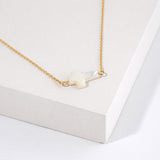 111512, JOSHUA 1:9 MOTHER OF PEARL SIDE CROSS PENDANT NECKLACE