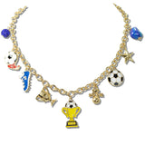 111517, WORLD CUP SOCCER ENAMEL CHARM NECKLACE