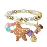 111525, TROPICAL TIDE STARFISH STRETCH BRACELET SET