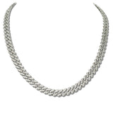 111526, PAVE CRYSTAL CUBAN LINK STAINLESS STEEL CHAIN NECKLACE