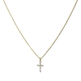 111527, GOLD DIPPED DAINTY CRYSTAL MARQUISE CROSS PENDANT NECKLACE