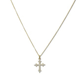 111528, GOLD DIPPED PAVE CROSS PENDANT NECKLACE