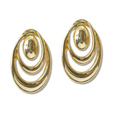 111531, GOLD DIPPED TRIPLE TIERED OVAL STATEMENT EARRINGS
