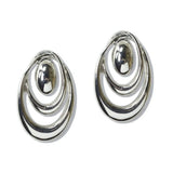 Gold Dipped Triple Tiered Oval Statement Earrings - view 2