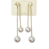 111532, CRYSTAL PAVE AND PEARL DOUBLE LINEAR DROP EARRINGS