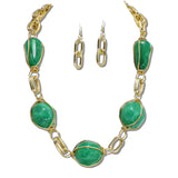 111534, CHUNKY MARBLED RESIN BEAD STATEMENT NECKLACE