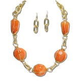 111534, CHUNKY MARBLED RESIN BEAD STATEMENT NECKLACE