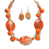 111535, CHUNKY MARBLED RESIN BEAD STATEMENT NECKLACE