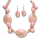 111535, CHUNKY MARBLED RESIN BEAD STATEMENT NECKLACE
