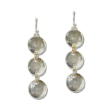 111539, TEXTURED TRIPLE DISC LINEAR DROP EARRINGS