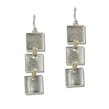 111540, TEXTURED TRIPLE SQUARE LINEAR DROP EARRINGS