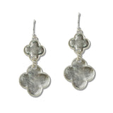 111545, TEXTURED DOUBLE QUATREFOIL DROP EARRINGS