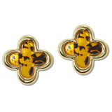 111547, OVERSIZED TORTOISE SHELL RESIN QUATREFOIL STUD EARRINGS