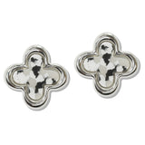 111547, OVERSIZED TORTOISE SHELL RESIN QUATREFOIL STUD EARRINGS