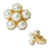 111549, PEARL CLUSTER FLOWER STRETCH RING