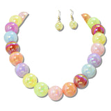 111553, IRIDESCENT CHUNKY BALL BEADED NECKLACE