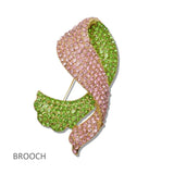 111556, SORORITY CRYSTAL EMBELLISHED PAVE RIBBON BROOCH PIN