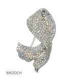 111556, CRYSTAL BELLISHED PAVE RIBBON BROOCH PIN