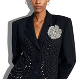 111558, PAVE CRYSTAL FILIGREE FLOWER BROOCH PIN