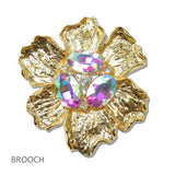 111559, CRYSTAL HAMMERED FLOWER BROOCH PIN