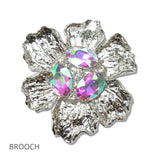 111559, CRYSTAL HAMMERED FLOWER BROOCH PIN