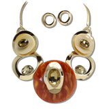 Gold Celluloid Acetate and Rhinestone Geometric Necklace - view 6