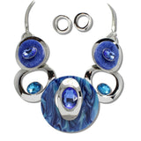 111563, SILVER TONE CELLULOID ACETATE AND RHINESTONE GEOMETRIC NECKLACE wholesale fashion jewelry - GOOD FEELINGS, INC