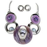 111563, SILVER TONE CELLULOID ACETATE AND RHINESTONE GEOMETRIC NECKLACE wholesale fashion jewelry - GOOD FEELINGS, INC