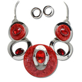 111563, SILVER TONE CELLULOID ACETATE AND RHINESTONE GEOMETRIC NECKLACE wholesale fashion jewelry - GOOD FEELINGS, INC