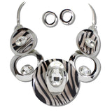 111563, ANIMAL PRINT CELLULOID ACETATE AND RHINESTONE GEOMETRIC NECKLACE