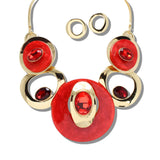 111563, GOLD CELLULOID ACETATE AND RHINESTONE GEOMETRIC NECKLACE