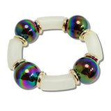 Iridescent Chunky Ball and Celluloid Acetate Stretch Bracelet - view 8