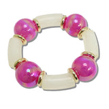Iridescent Chunky Ball and Celluloid Acetate Stretch Bracelet - view 9