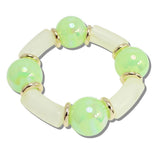 111567, IRIDESCENT CHUNKY BALL AND CELLULOID ACETATE STRETCH BRACELET