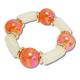 111567, IRIDESCENT CHUNKY BALL AND CELLULOID ACETATE STRETCH BRACELET