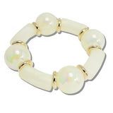 Iridescent Chunky Ball and Celluloid Acetate Stretch Bracelet - view 6