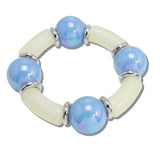 Iridescent Chunky Ball and Celluloid Acetate Stretch Bracelet - view 10
