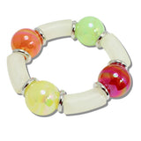 111567, IRIDESCENT CHUNKY BALL AND CELLULOID ACETATE STRETCH BRACELET