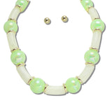 111568, IRIDESCENT CHUNKY BALL AND CELLULOID ACEATE NECKLACE
