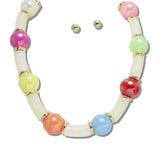 111568, IRIDESCENT CHUNKY BALL AND CELLULOID ACEATE NECKLACE