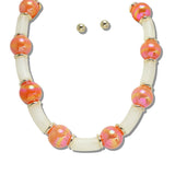111568, IRIDESCENT CHUNKY BALL AND CELLULOID ACEATE NECKLACE